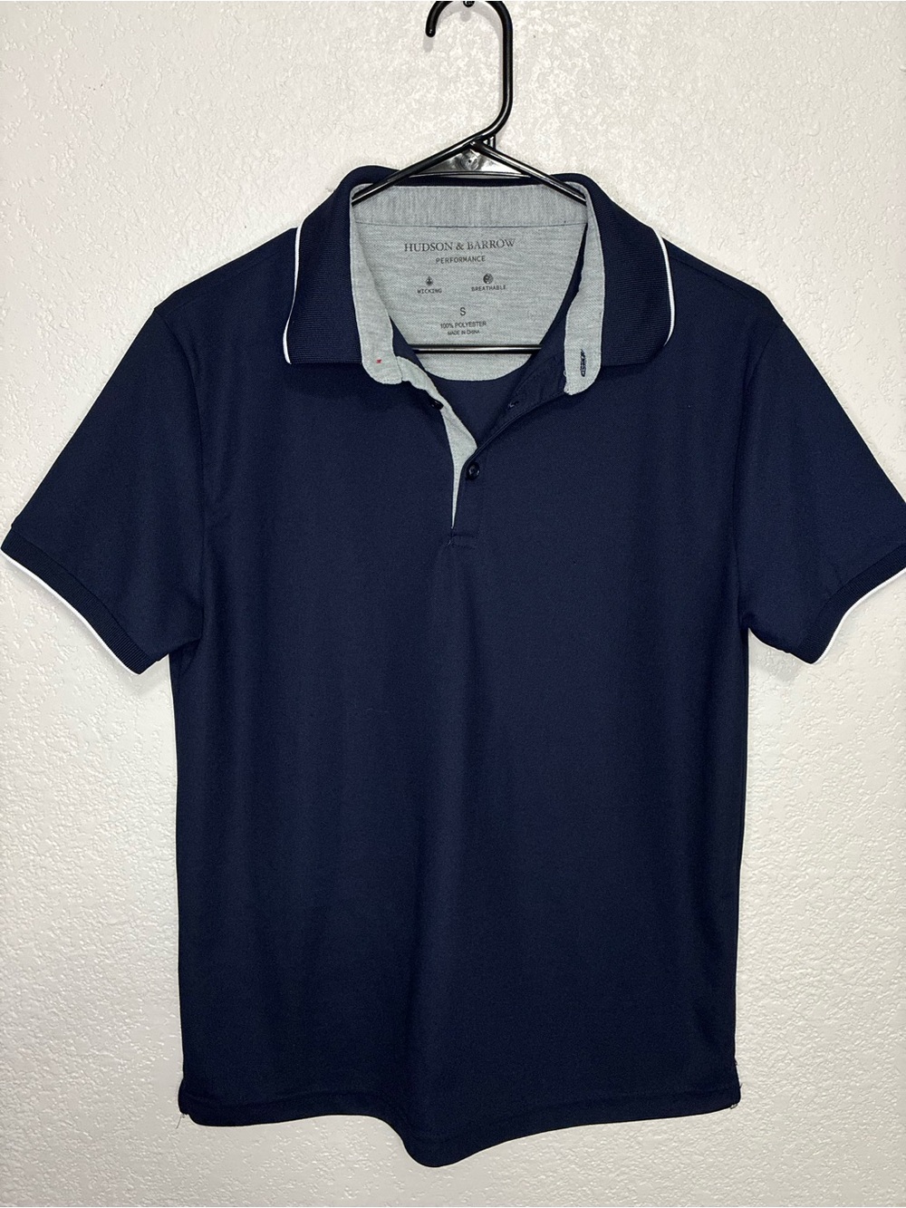 Hudson & Barrow Men's Navy Polo with Contrast Trim